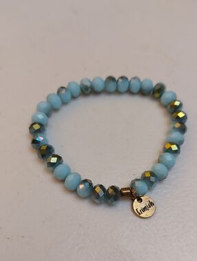 Erimish Iridescent Faceted Blue Beads Stretch Bracelet